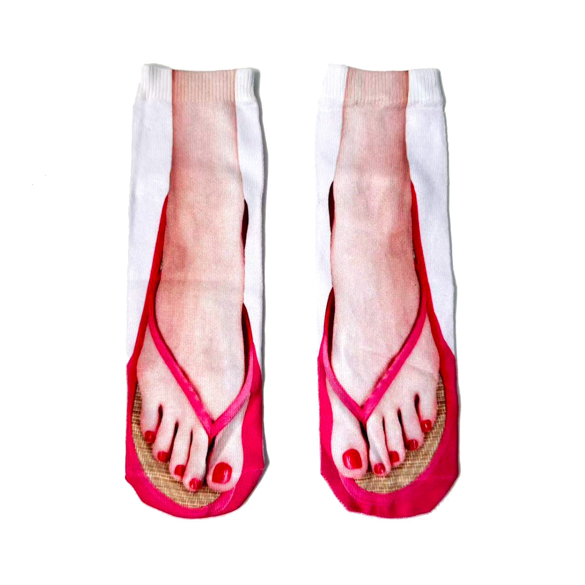 Flip Flop Socks | Funny Slipper Socks with Sandal Printed Design, Socks Look like Shoes for Women, Fun for Halloween