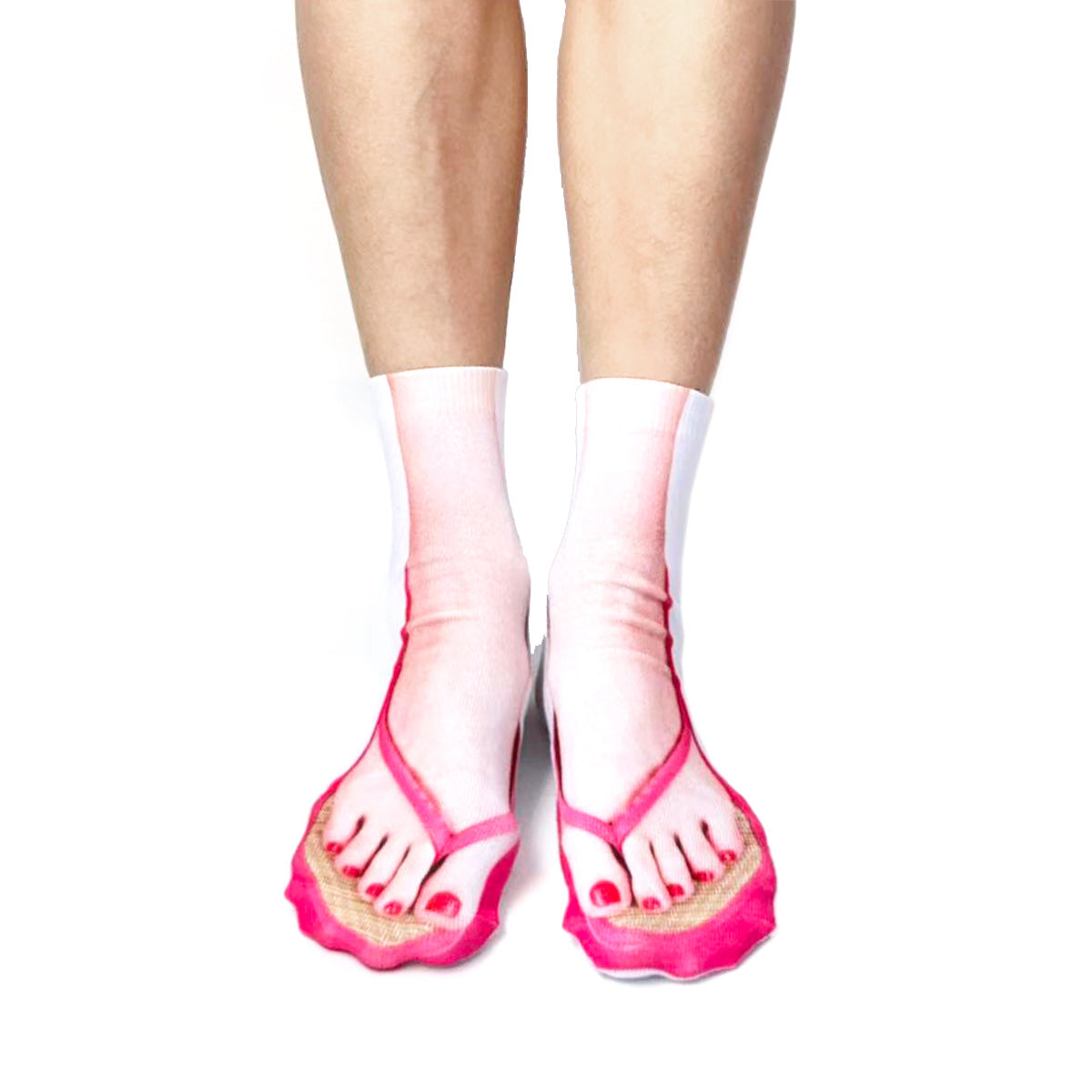 Flip Flop Socks | Funny Slipper Socks with Sandal Printed Design, Socks Look like Shoes for Women, Fun for Halloween