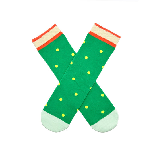 Kids Green Dot Cotton Crew Socks