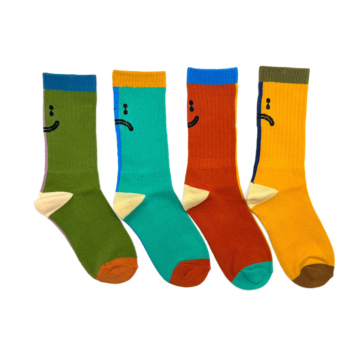 Lazy Match Socks Set - 4 Colourful Mix & Match Cotton Crew Socks
