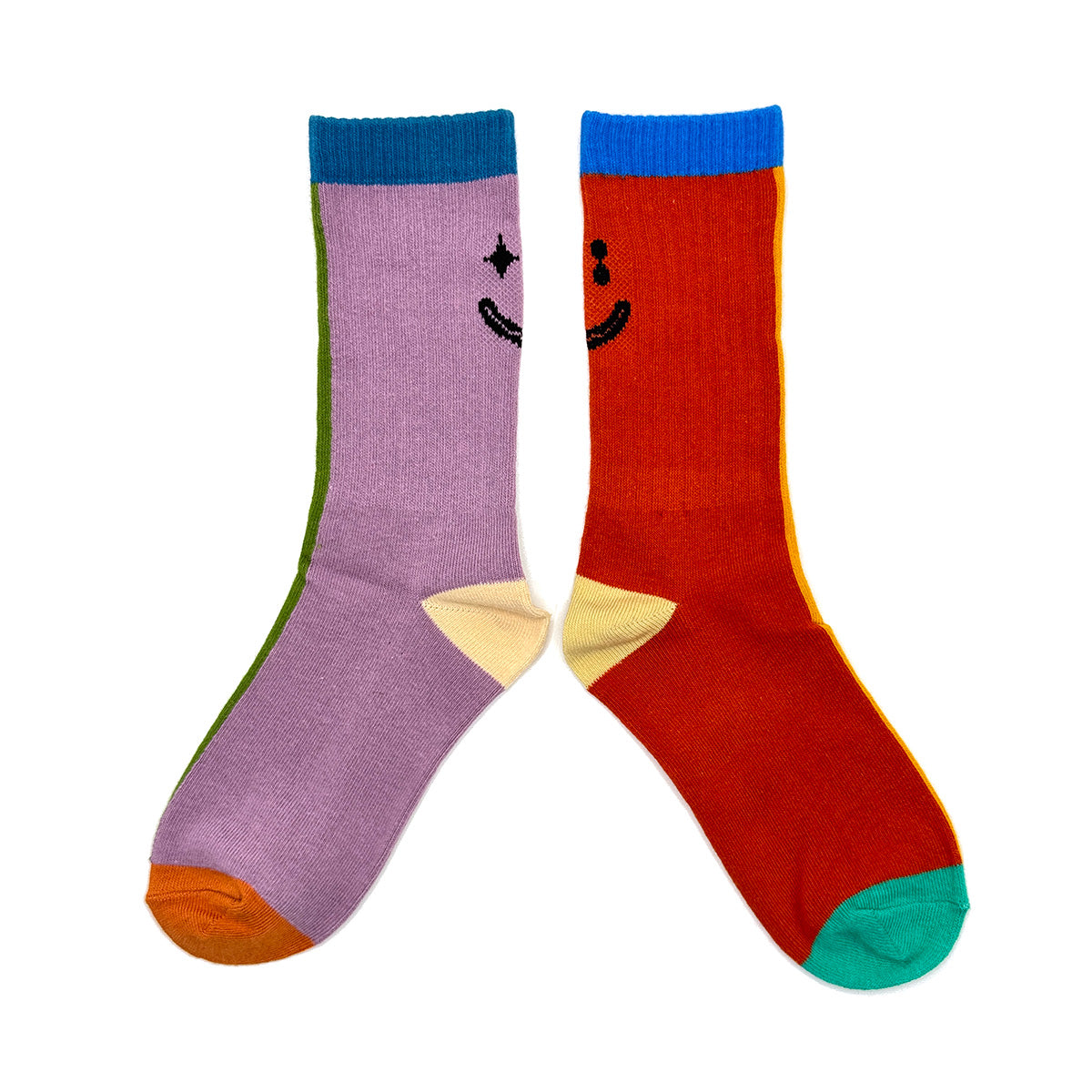 Lazy Match Socks Set - 4 Colourful Mix & Match Cotton Crew Socks
