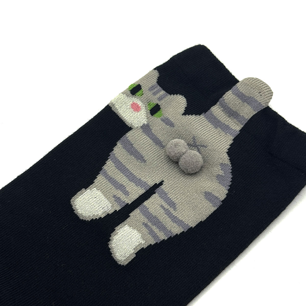 Ginger Cat/Tabby Cat Pawz 3D Pom Pom Socks - Fun & Playful Design