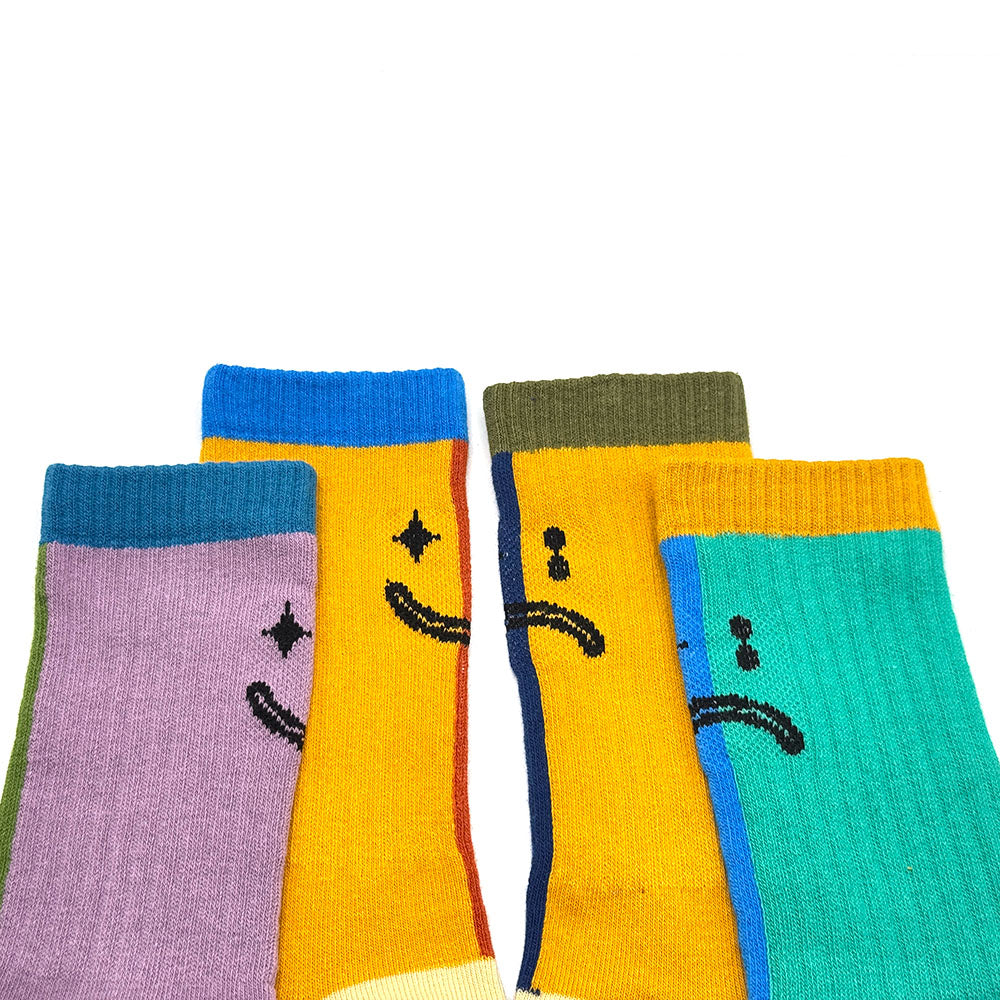 Lazy Match Socks Set - 4 Colourful Mix & Match Cotton Crew Socks