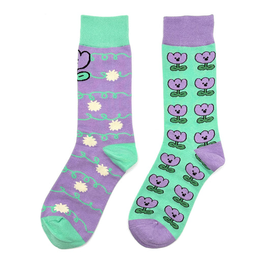 Violet Garden Cotton Crew Socks